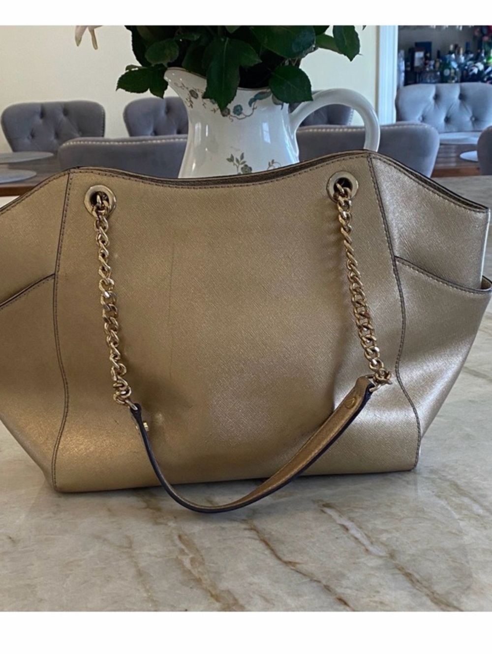 Michael Kors Metallic Gold Chain-Handle Tote - Picture 2 of 10